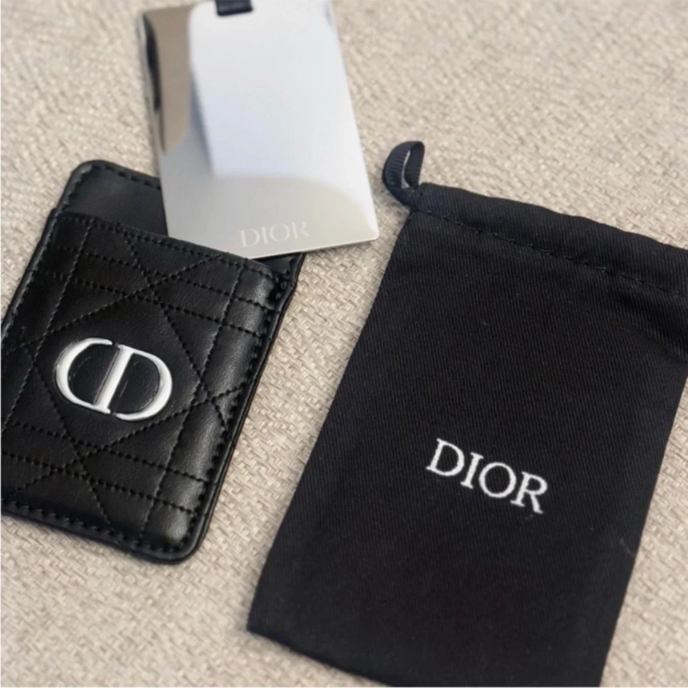 Dior Black Quilted Mirror/Phone Sticker Card Case